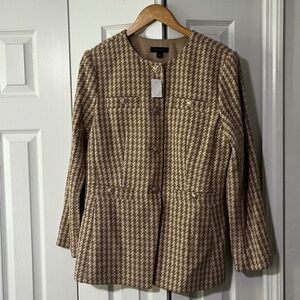 Ann Taylor Beige Houndstooth Blazer, Size 10
